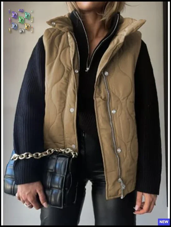 Cropped Puffer Vest Lightweight Quilted Stand Collar Sleeveless Jacket Chic - Picture 2 of 7